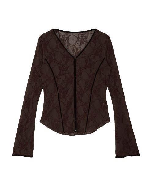 Ameri(アメリ)の「SHEER FLOCKY ROUND HEM TOPS(Tシャツ/カットソー・レディース・ブラック/ブラウン・MEDIUM/SMALL)」の18枚目の写真