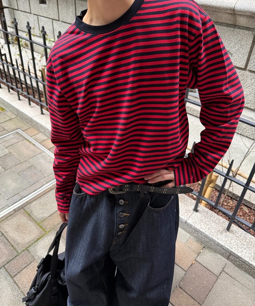 kutir(クティール)の「SOLID CROPPED LONG TSHIRT/無地クロップドロンT(Tシャツ/カットソー・メンズ・カーキ/ボルドー/ブラック/ブラック系その他2/ブラック系/杢グレー/オフホワイト・LARGE/SMALL/MEDIUM)」の7枚目の写真