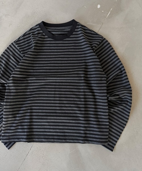 kutir(クティール)の「SOLID CROPPED LONG TSHIRT/無地クロップドロンT(Tシャツ/カットソー・メンズ・カーキ/ボルドー/ブラック/ブラック系その他2/ブラック系/杢グレー/オフホワイト・LARGE/SMALL/MEDIUM)」の8枚目の写真