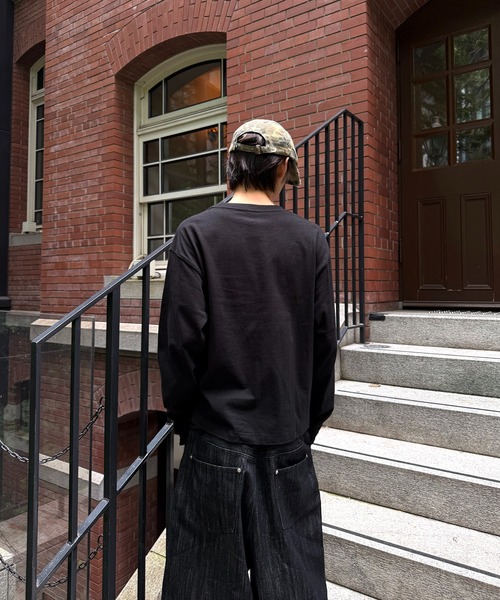 kutir(クティール)の「SOLID CROPPED LONG TSHIRT/無地クロップドロンT(Tシャツ/カットソー・メンズ・カーキ/ボルドー/ブラック/ブラック系その他2/ブラック系/杢グレー/オフホワイト・LARGE/SMALL/MEDIUM)」の20枚目の写真