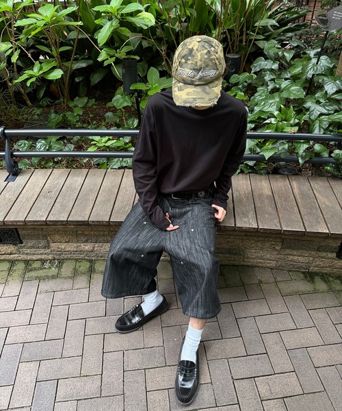 kutir(クティール)の「SOLID CROPPED LONG TSHIRT/無地クロップドロンT(Tシャツ/カットソー・メンズ・カーキ/ボルドー/ブラック/ブラック系その他2/ブラック系/杢グレー/オフホワイト・LARGE/SMALL/MEDIUM)」の17枚目の写真