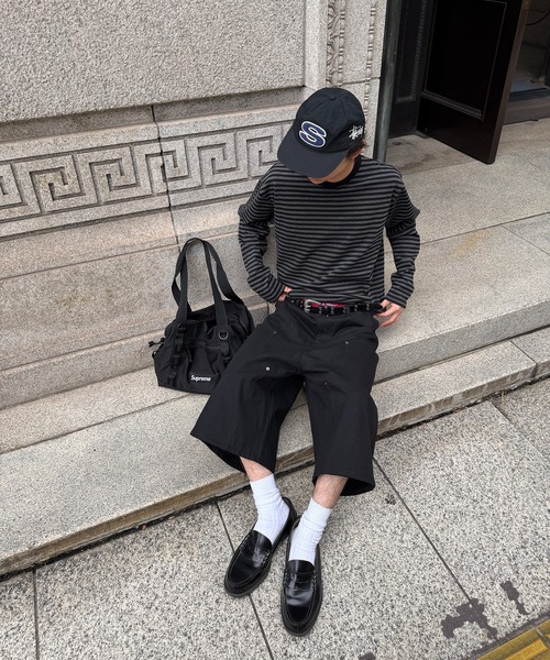 kutir(クティール)の「SOLID CROPPED LONG TSHIRT/無地クロップドロンT(Tシャツ/カットソー・メンズ・カーキ/ボルドー/ブラック/ブラック系その他2/ブラック系/杢グレー/オフホワイト・LARGE/SMALL/MEDIUM)」の22枚目の写真
