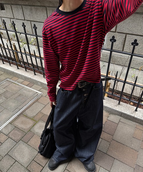 kutir(クティール)の「SOLID CROPPED LONG TSHIRT/無地クロップドロンT(Tシャツ/カットソー・メンズ・カーキ/ボルドー/ブラック/ブラック系その他2/ブラック系/杢グレー/オフホワイト・LARGE/SMALL/MEDIUM)」の9枚目の写真