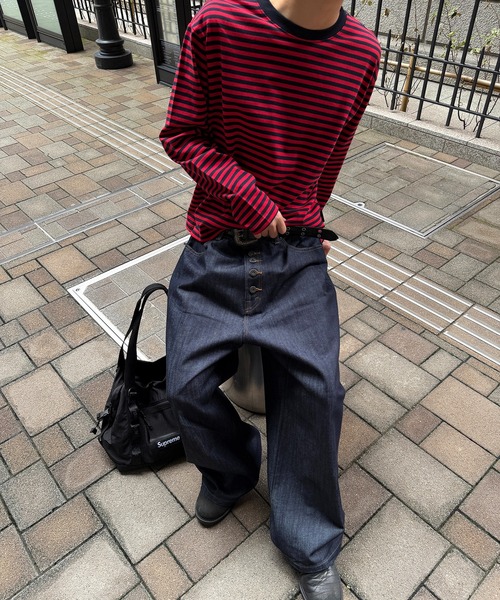 kutir(クティール)の「SOLID CROPPED LONG TSHIRT/無地クロップドロンT(Tシャツ/カットソー・メンズ・カーキ/ボルドー/ブラック/ブラック系その他2/ブラック系/杢グレー/オフホワイト・LARGE/SMALL/MEDIUM)」の11枚目の写真