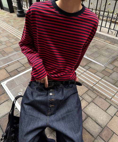 kutir(クティール)の「SOLID CROPPED LONG TSHIRT/無地クロップドロンT(Tシャツ/カットソー・メンズ・カーキ/ボルドー/ブラック/ブラック系その他2/ブラック系/杢グレー/オフホワイト・LARGE/SMALL/MEDIUM)」の10枚目の写真