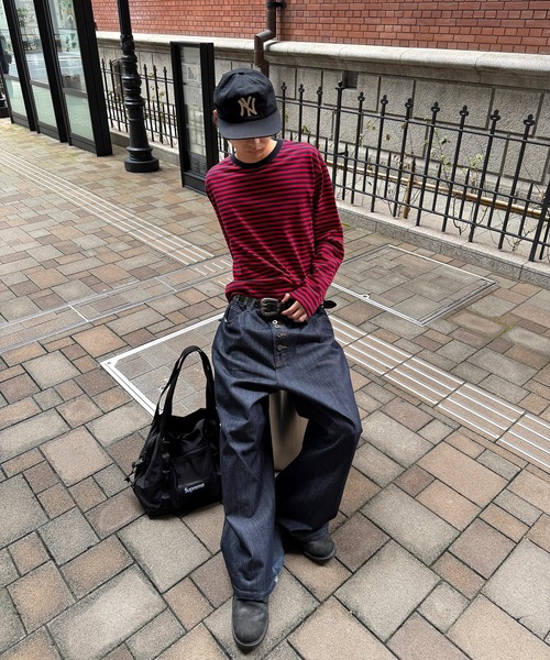 kutir(クティール)の「SOLID CROPPED LONG TSHIRT/無地クロップドロンT(Tシャツ/カットソー・メンズ・カーキ/ボルドー/ブラック/ブラック系その他2/ブラック系/杢グレー/オフホワイト・LARGE/SMALL/MEDIUM)」の13枚目の写真