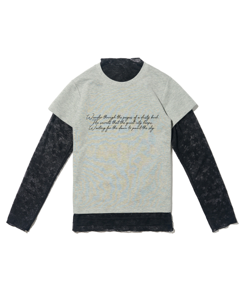 CARGOBROS FOR WOMAN(カーゴブロスフォーウィメン)の「スタシースルーロングスリーブレイヤードシークレット半袖Tシャツセット(ブラック/メランジェ)(Tシャツ/カットソー・レディース・その他・FREE)」の1枚目の写真