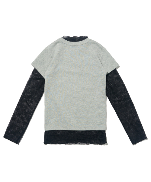 CARGOBROS FOR WOMAN(カーゴブロスフォーウィメン)の「スタシースルーロングスリーブレイヤードシークレット半袖Tシャツセット(ブラック/メランジェ)(Tシャツ/カットソー・レディース・その他・FREE)」の2枚目の写真