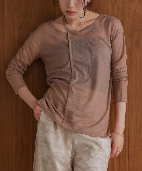 Bou Jeloud(ブージュルード)の「スラブシアーデザインプルオーバー(Tシャツ/カットソー・レディース・ブラウン/ライトグレー/ブラック/ブルー・MEDIUM)」の3枚目の写真