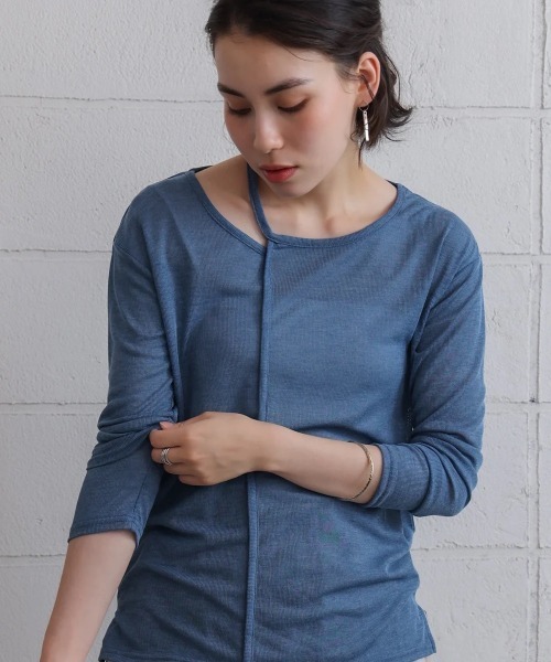 Bou Jeloud(ブージュルード)の「スラブシアーデザインプルオーバー(Tシャツ/カットソー・レディース・ブラウン/ライトグレー/ブラック/ブルー・MEDIUM)」の8枚目の写真