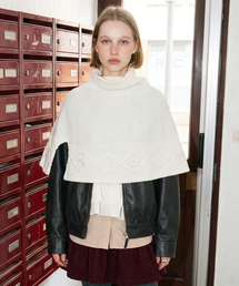 High Neck Knit Cape (Ivory)