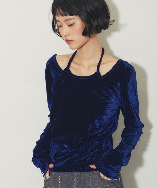 ANOTHER S(アナザーエス)の「ベロアアメスリレイヤードT(Tシャツ/カットソー・レディース・ブラウン/ブラック/ベージュ/ネイビー・FREE)」の4枚目の写真