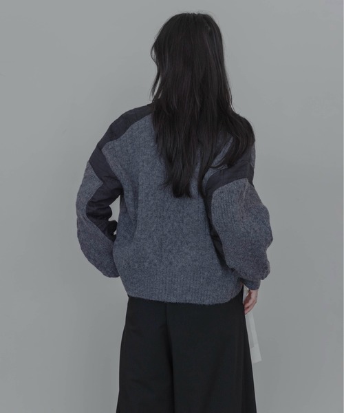 Eimee Law(エイミーロウ)の「キルトジャガード×ケーブルビジューニットブルゾン(ブルゾン・レディース・アイボリー/ダークグレー/ブラック・FREE)」の16枚目の写真