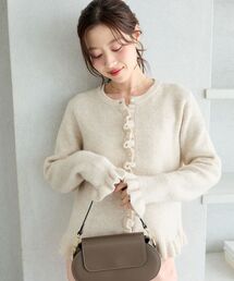 パールボタンフリルカーディガン