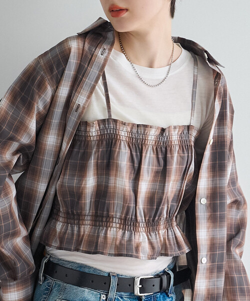 FREAK'S STORE(フリークスストア)の「【セットアイテム】ビスチェセット チェックシャツ(シャツ/ブラウス・レディース・ブラウン/ネイビー・フリ-)」の2枚目の写真