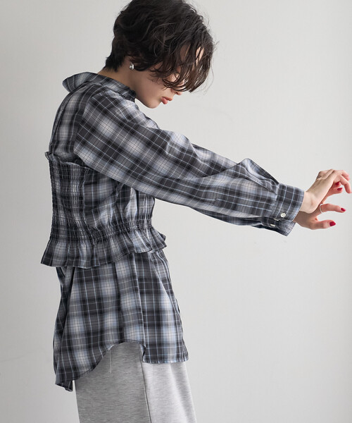 FREAK'S STORE(フリークスストア)の「【セットアイテム】ビスチェセット チェックシャツ(シャツ/ブラウス・レディース・ブラウン/ネイビー・フリ-)」の4枚目の写真
