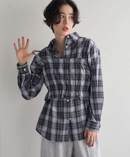 FREAK'S STORE(フリークスストア)の「【セットアイテム】ビスチェセット チェックシャツ(シャツ/ブラウス・レディース・ブラウン/ネイビー・フリ-)」の5枚目の写真