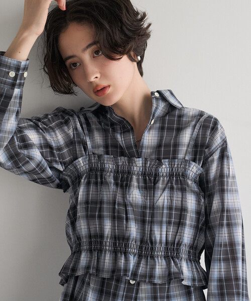 FREAK'S STORE(フリークスストア)の「【セットアイテム】ビスチェセット チェックシャツ(シャツ/ブラウス・レディース・ブラウン/ネイビー・フリ-)」の8枚目の写真