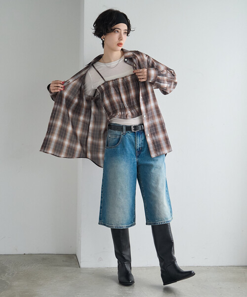 FREAK'S STORE(フリークスストア)の「【セットアイテム】ビスチェセット チェックシャツ(シャツ/ブラウス・レディース・ブラウン/ネイビー・フリ-)」の12枚目の写真