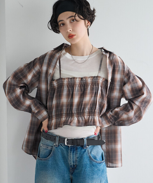 FREAK'S STORE(フリークスストア)の「【セットアイテム】ビスチェセット チェックシャツ(シャツ/ブラウス・レディース・ブラウン/ネイビー・フリ-)」の18枚目の写真