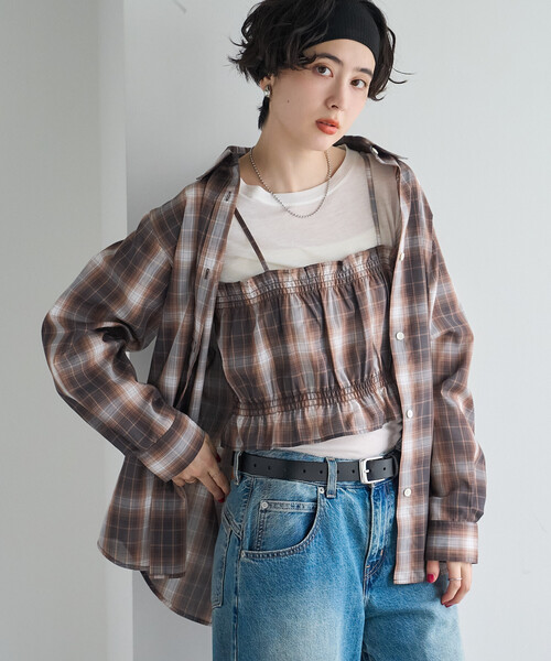 FREAK'S STORE(フリークスストア)の「【セットアイテム】ビスチェセット チェックシャツ(シャツ/ブラウス・レディース・ブラウン/ネイビー・フリ-)」の21枚目の写真