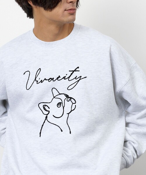 FREAK'S STORE(フリークスストア)の「限定展開 モール糸 刺繍 DOG プルオーバー スウェット(スウェット・メンズ・アッシュグレー/チャコールグレー/ベージュ/ネイビー・MEDIUM/SMALL/LARGE)」の2枚目の写真