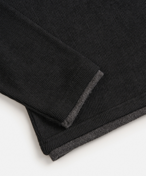 EXCONTAINER(エックスコンテナ)の「レイヤードヘンリーネックニット(ブラック)(ニット/セーター・メンズ・その他・MEDIUM/LARGE/X-LARGE)」の5枚目の写真