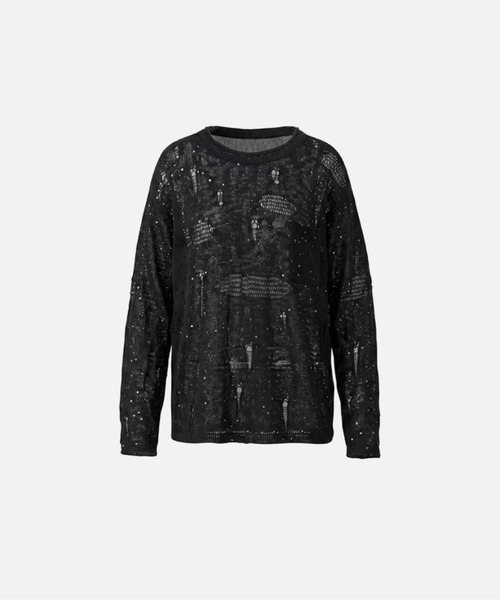 U:UME（ユーム）の「Sheer Hollow Out Jacquard Knit（ニット/セーター・メンズ・ブラック/ホワイト・MEDIUM/LARGE/SMALL）」の2枚目の写真