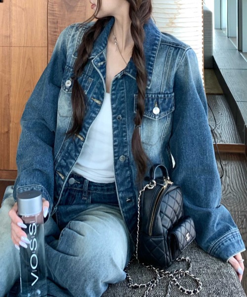 FAVORITO(ファヴォリート)の「シングルブレストトップスワイドパンツデニムセットアップ(セットアップ・レディース・ブルー・XL/L/M/S)」の3枚目の写真
