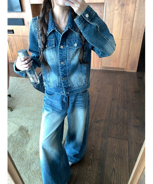 FAVORITO(ファヴォリート)の「シングルブレストトップスワイドパンツデニムセットアップ(セットアップ・レディース・ブルー・XL/L/M/S)」の14枚目の写真