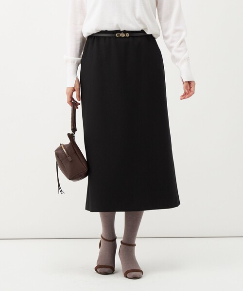 NOLLEY’S(ノーリーズ)の「【一部店舗&WEB限定アイテム】《セットアップ対応》ウォッシャブルウールライクAラインスカート(スカート・レディース・ブラック/グレー・38/36)」の1枚目の写真