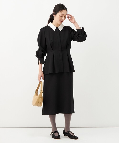 NOLLEY’S(ノーリーズ)の「【一部店舗&WEB限定アイテム】《セットアップ対応》ウォッシャブルウールライクAラインスカート(スカート・レディース・ブラック/グレー・38/36)」の4枚目の写真