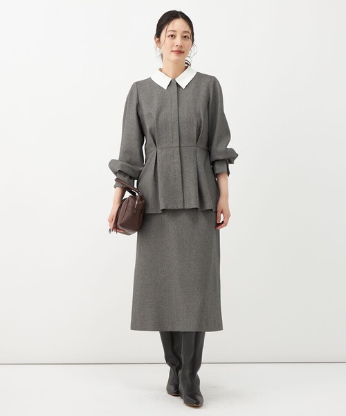 NOLLEY’S(ノーリーズ)の「【一部店舗&WEB限定アイテム】《セットアップ対応》ウォッシャブルウールライクAラインスカート(スカート・レディース・ブラック/グレー・38/36)」の15枚目の写真