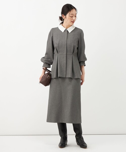 NOLLEY’S(ノーリーズ)の「【一部店舗&WEB限定アイテム】《セットアップ対応》ウォッシャブルウールライクAラインスカート(スカート・レディース・ブラック/グレー・38/36)」の22枚目の写真