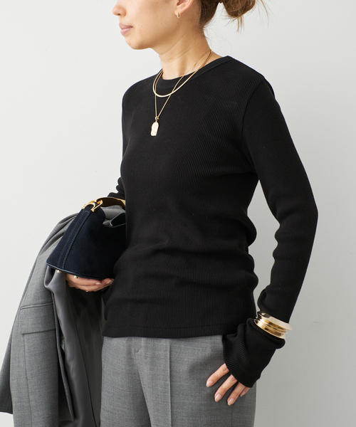 Deuxieme Classe(ドゥーズィエムクラス)の「Co/Ca Rib Tシャツ(Tシャツ/カットソー・レディース・ブラウン/ブラック/ネイビー・FREE)」の7枚目の写真
