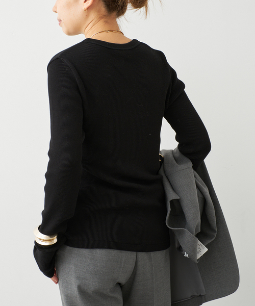 Deuxieme Classe(ドゥーズィエムクラス)の「Co/Ca Rib Tシャツ(Tシャツ/カットソー・レディース・ブラウン/ブラック/ネイビー・FREE)」の8枚目の写真
