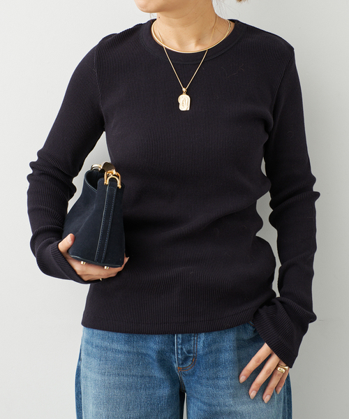 Deuxieme Classe(ドゥーズィエムクラス)の「Co/Ca Rib Tシャツ(Tシャツ/カットソー・レディース・ブラウン/ブラック/ネイビー・FREE)」の13枚目の写真