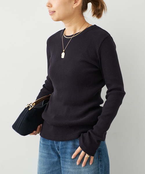 Deuxieme Classe(ドゥーズィエムクラス)の「Co/Ca Rib Tシャツ(Tシャツ/カットソー・レディース・ブラウン/ブラック/ネイビー・FREE)」の14枚目の写真