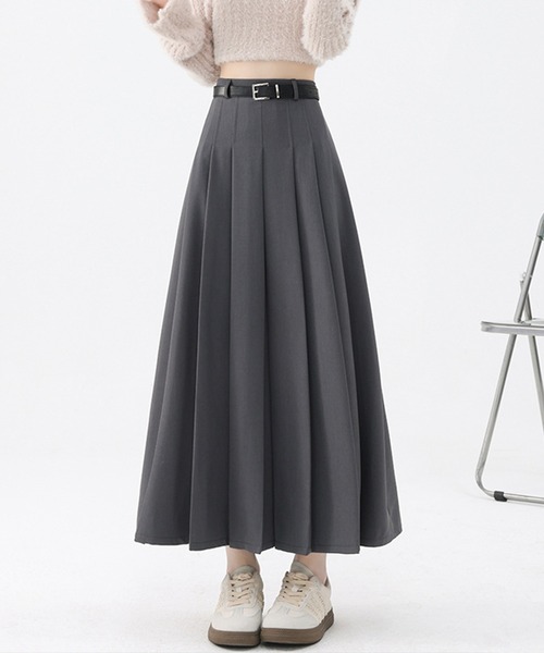 DRESS PLUS（ドレスプラス）の「ハイウエストタックプリーツAラインロングスカート（スカート・レディース・ブラック/ブラウン/チャコール・M/L）」の7枚目の写真