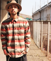 schott | Schott/ショット/NATIVE BORDER LONG SLEEVE SHIRT/ネイティブ ボーダー シャツ　						(シャツ/ブラウス)