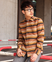 schott | Schott/ショット/NATIVE BORDER LONG SLEEVE SHIRT/ネイティブ ボーダー シャツ　						(シャツ/ブラウス)