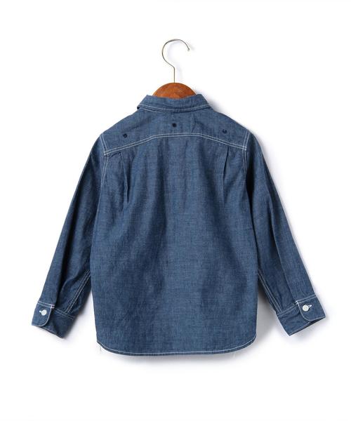green label relaxing（グリーンレーベルリラクシング）の「STD GLR SELVA/シャンブレー ワークシャツ◆（シャツ/ブラウス・キッズ・ターコイズブルー/ネイビー・105/125/115）」の3枚目の写真