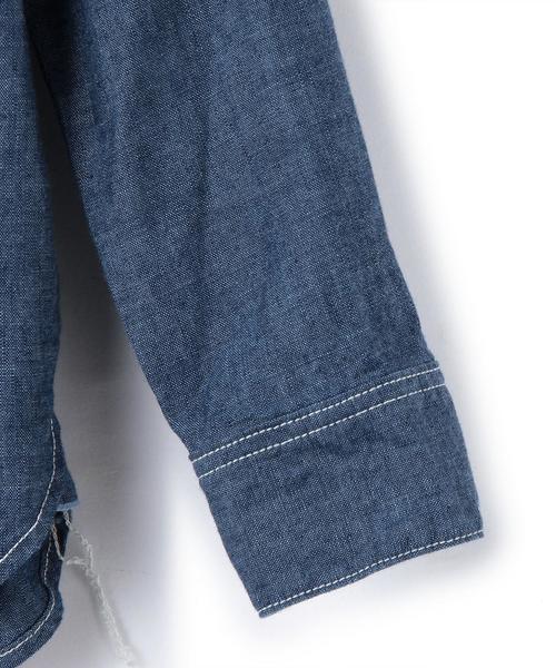 green label relaxing（グリーンレーベルリラクシング）の「STD GLR SELVA/シャンブレー ワークシャツ◆（シャツ/ブラウス・キッズ・ターコイズブルー/ネイビー・105/125/115）」の5枚目の写真