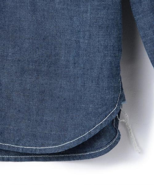 green label relaxing（グリーンレーベルリラクシング）の「STD GLR SELVA/シャンブレー ワークシャツ◆（シャツ/ブラウス・キッズ・ターコイズブルー/ネイビー・105/125/115）」の6枚目の写真