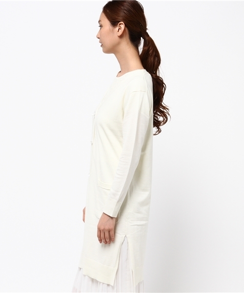 SWINGLE(スウィングル)の「レースインナープルオーバー&ロングカーディガン(カーディガン/ボレロ・レディース・ネイビー/サックスブルー/ピンク/ボルドー/オフホワイト/グレー・SMALL)」の8枚目の写真