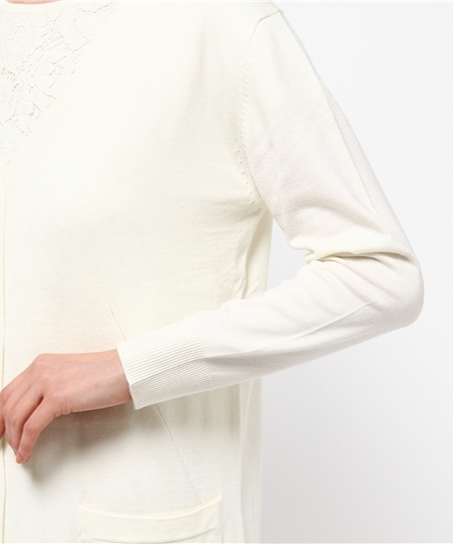 SWINGLE(スウィングル)の「レースインナープルオーバー&ロングカーディガン(カーディガン/ボレロ・レディース・ネイビー/サックスブルー/ピンク/ボルドー/オフホワイト/グレー・SMALL)」の11枚目の写真