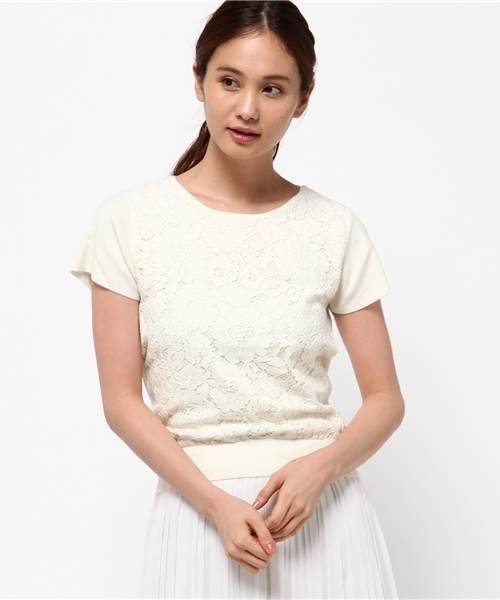 SWINGLE(スウィングル)の「レースインナープルオーバー&ロングカーディガン(カーディガン/ボレロ・レディース・ネイビー/サックスブルー/ピンク/ボルドー/オフホワイト/グレー・SMALL)」の15枚目の写真