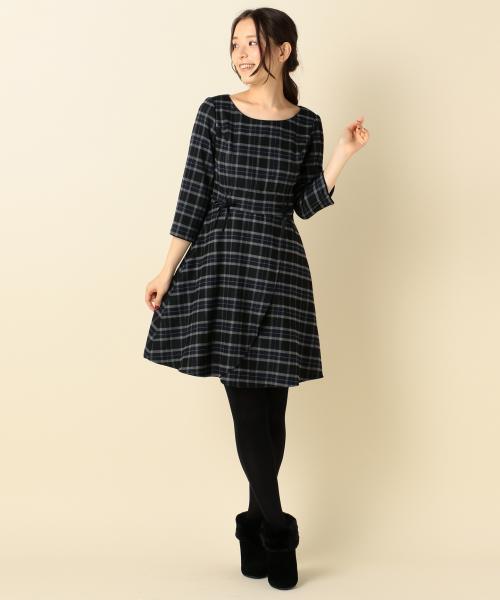 Feroux フェルゥ の リボンポイントチェック ワンピース ワンピース Wear