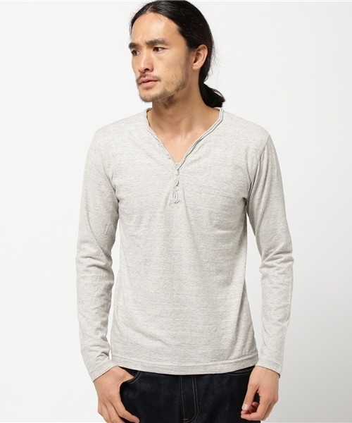 quadro（クオドロ）の「ラフィー天竺Vヘンリーネックtee（Tシャツ/カットソー・メンズ・杢グレー/ホワイト/モスグリーン/ネイビー/チャコールグレー/グレー・MEDIUM/LARGE）」の17枚目の写真