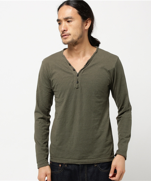 quadro（クオドロ）の「ラフィー天竺Vヘンリーネックtee（Tシャツ/カットソー・メンズ・杢グレー/ホワイト/モスグリーン/ネイビー/チャコールグレー/グレー・MEDIUM/LARGE）」の18枚目の写真